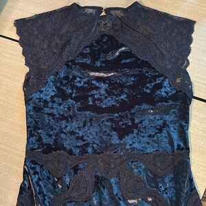 Victoria’s Secret black lace velvet body suit size small